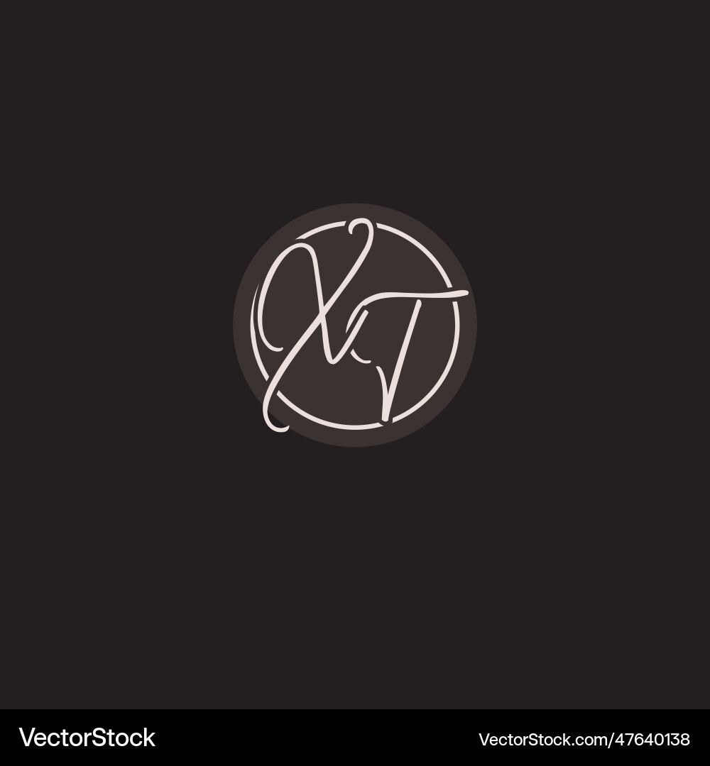 Initials xt logo monogram with simple circle line Initials xt logo monogram with simple circle line Vector Image