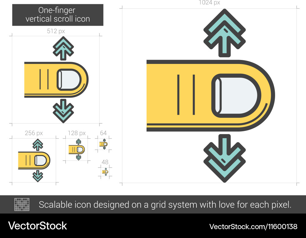 One-finger vertical scroll line icon Vector Image
