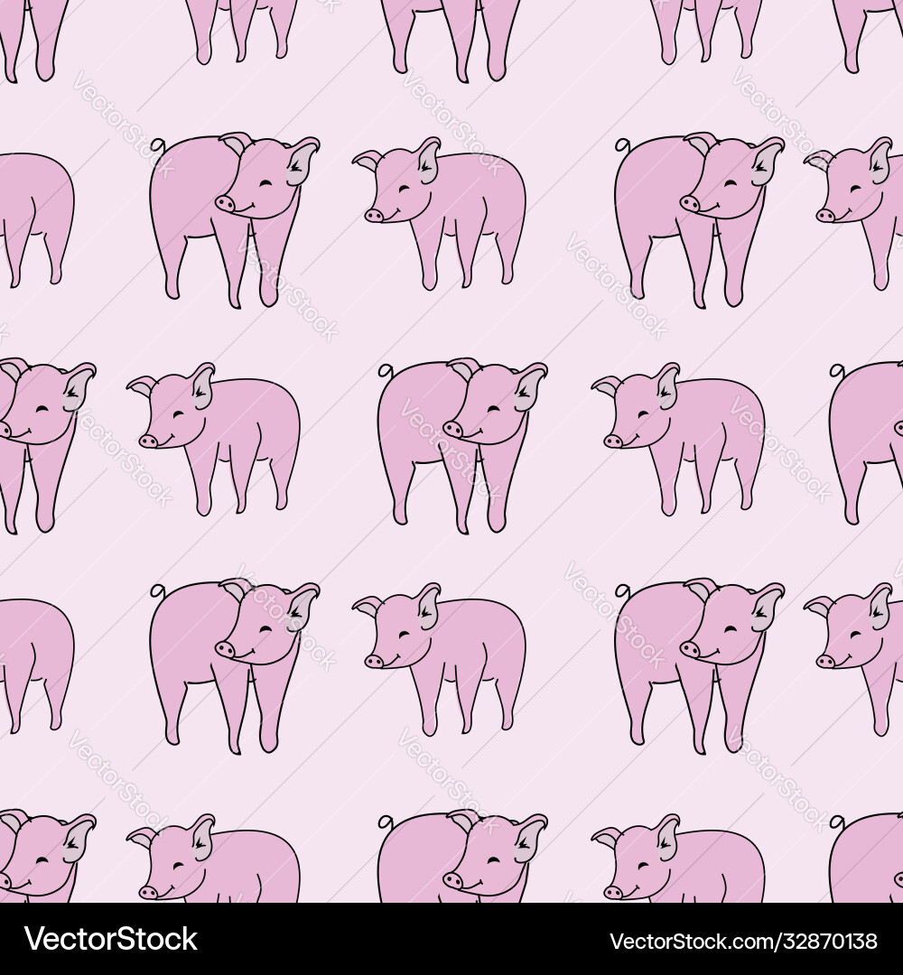 Pig seamless pattern with image repeated on pink Pig seamless pattern with image repeated on pink vector image