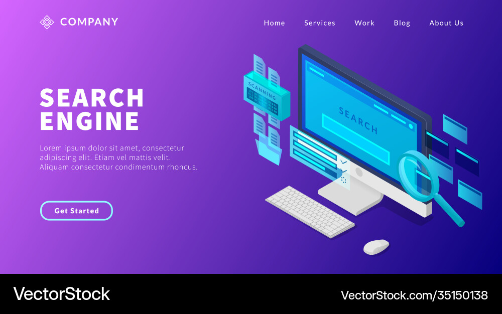Search engine optimization concept with computer Search engine optimization concept with computer vector image