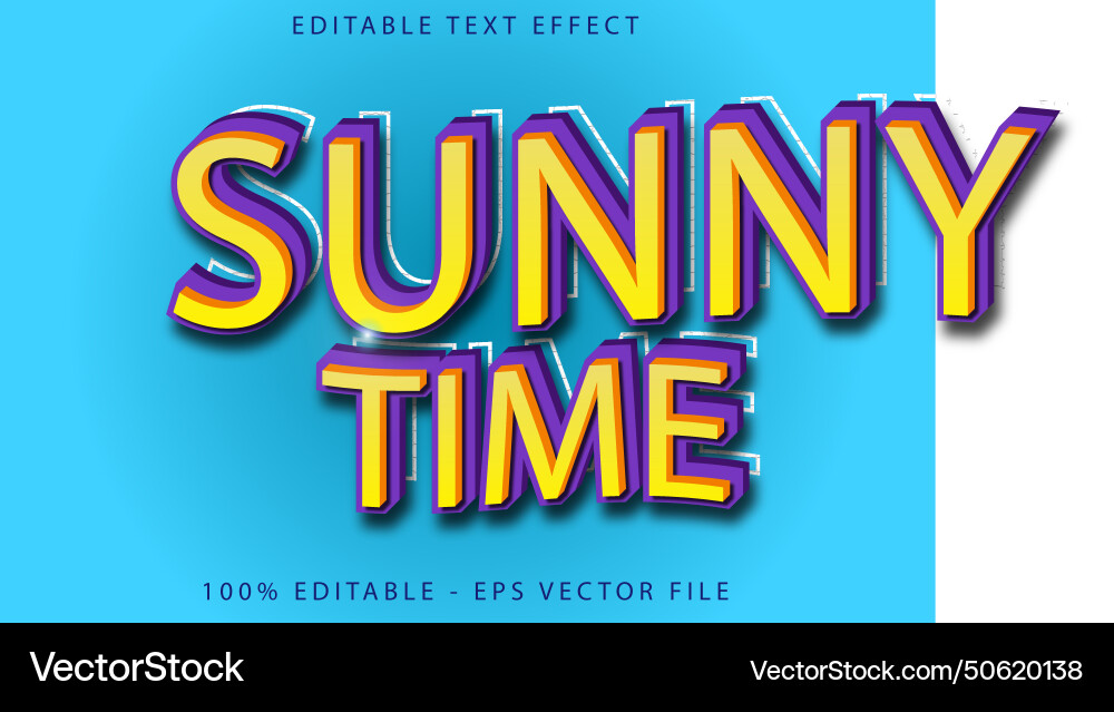 Sunny time editable text effect flat gradient vector image