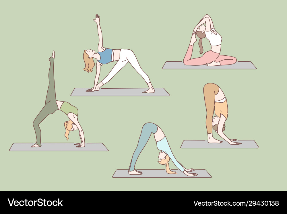 Yoga health asanas set concept Royalty Free Vector Image