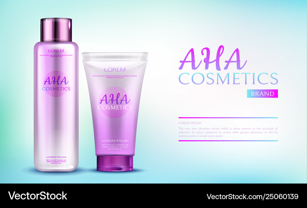 Aha Kosmetik Produktlinie für Körper und Hautpflege Aha Kosmetik Produktlinie für Körper und Hautpflege vektorbild