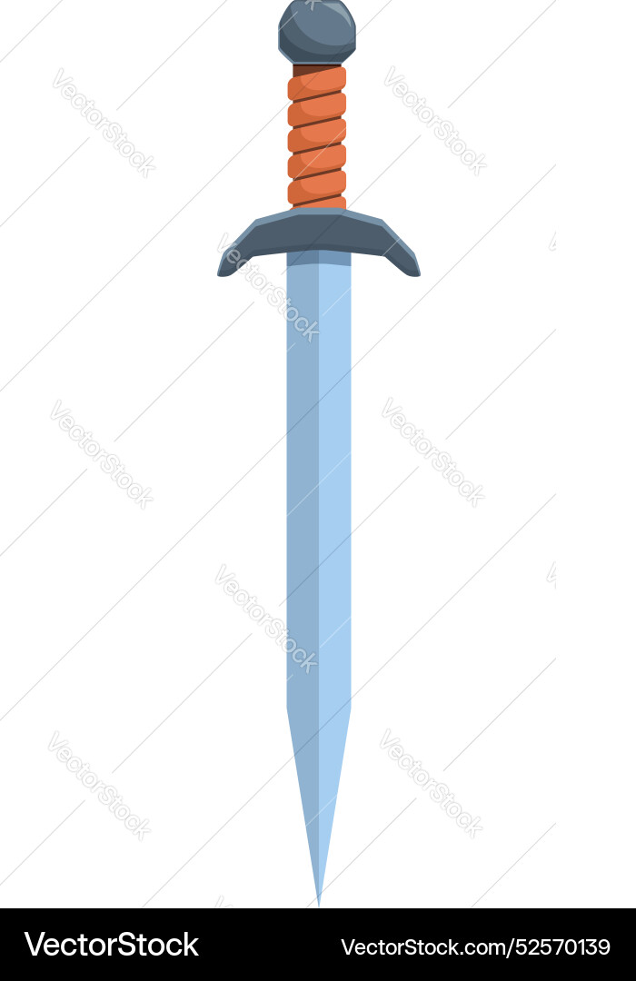 Cartoon style sword with a wrapped handle pointing Cartoon style sword with a wrapped handle pointing vector image