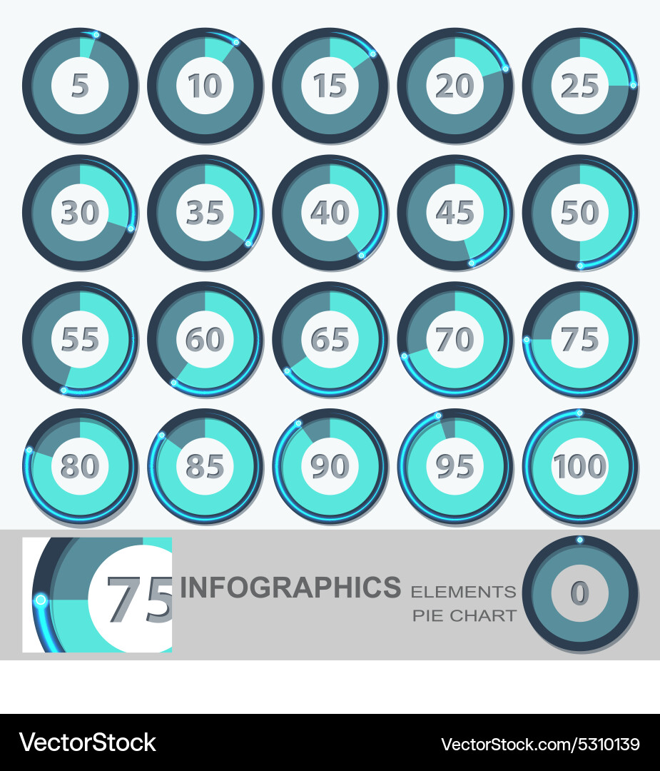 Circular Data Charts - Set of Diagrams Vector Image