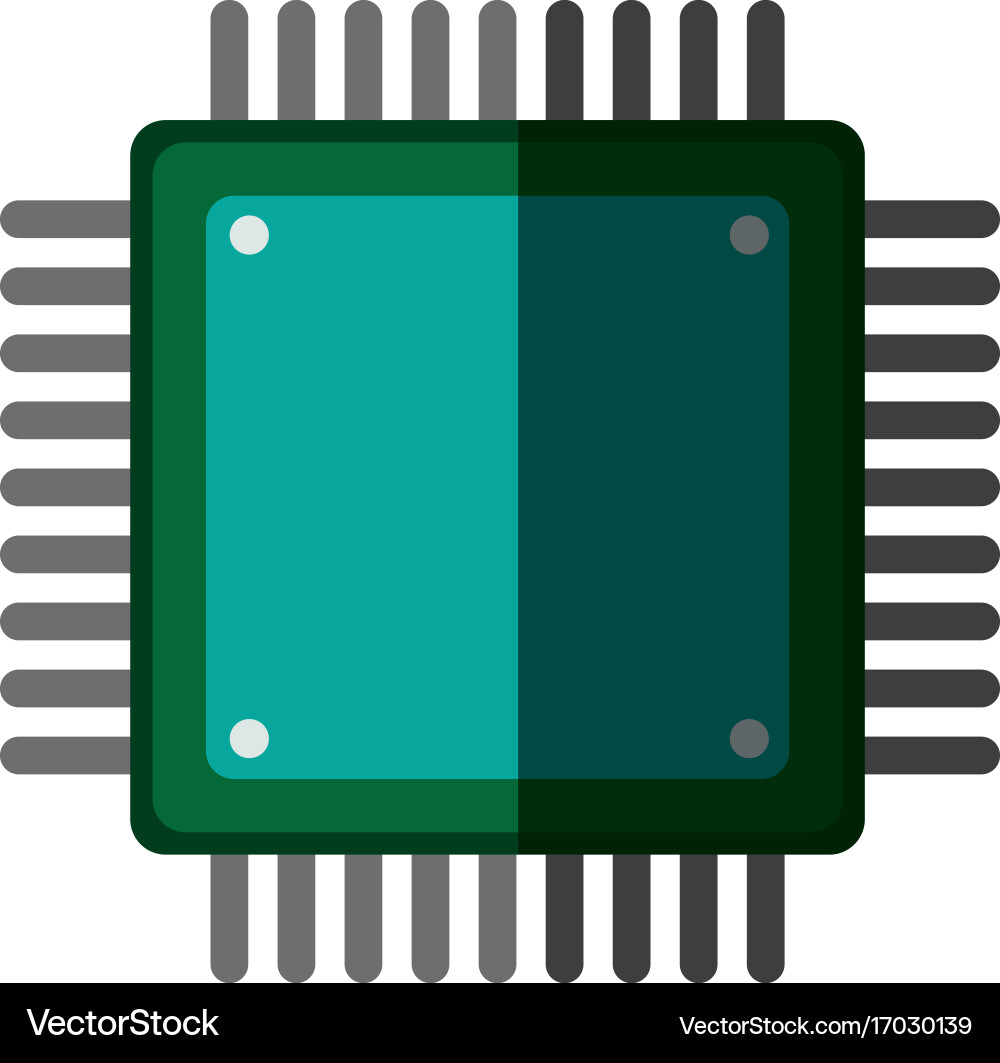 Computer microchip circuit hardware element icon vector image