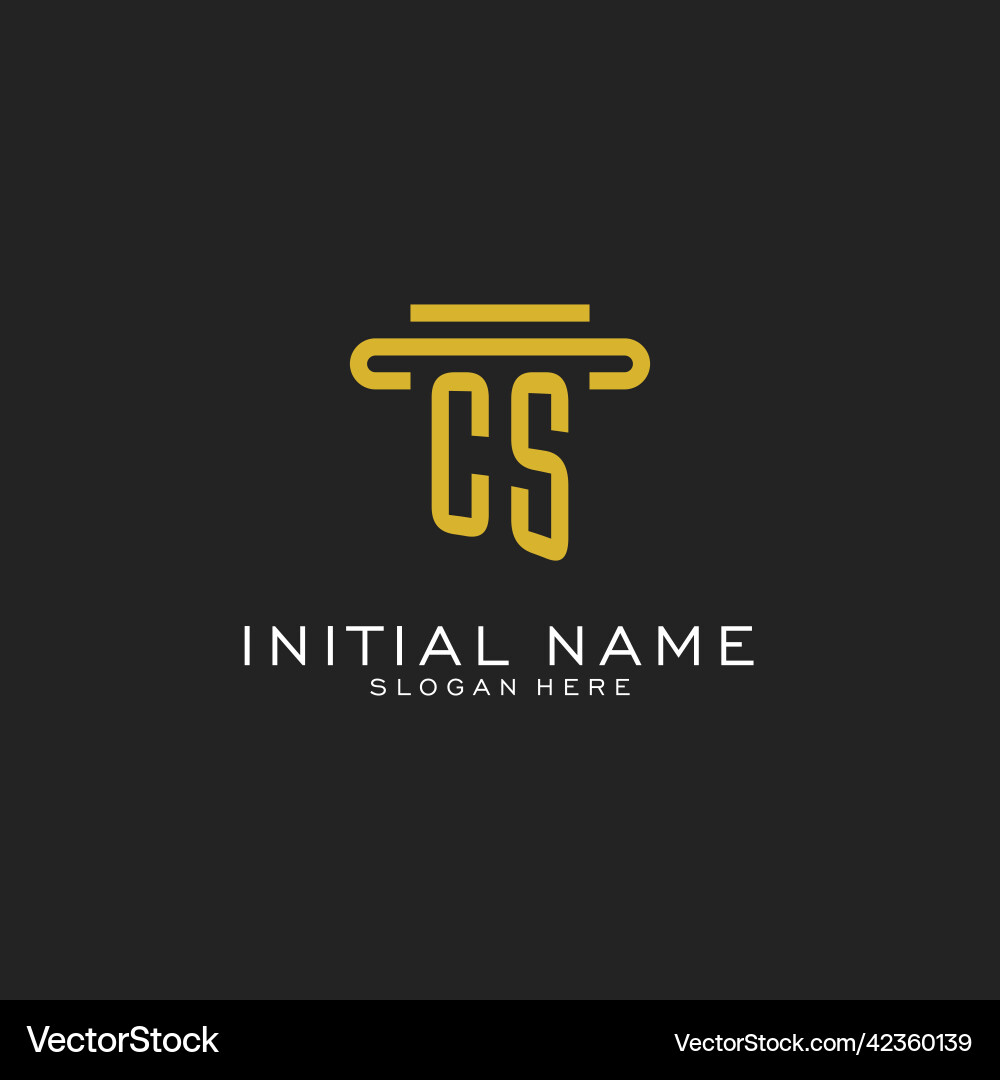 Cs initial logo with simple pillar style design vector image