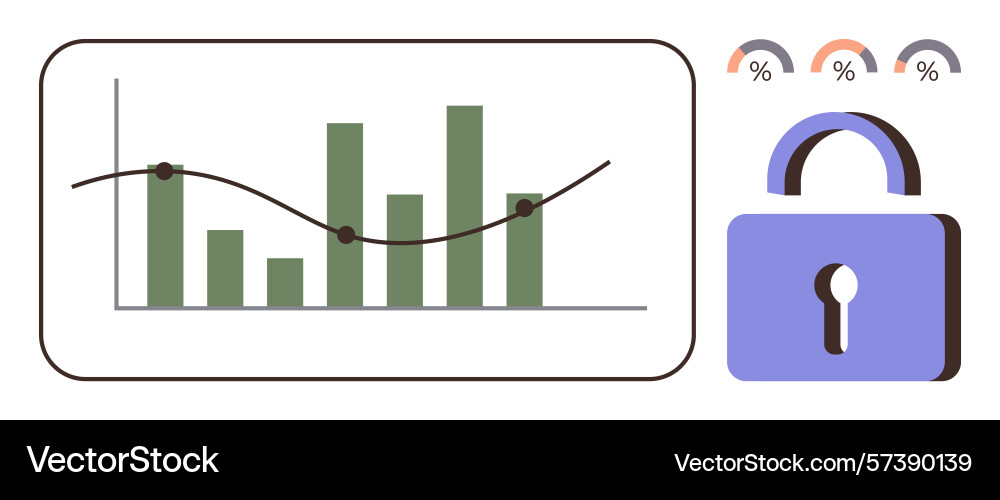 Data security representation with bar chart line Data security representation with bar chart line vector image