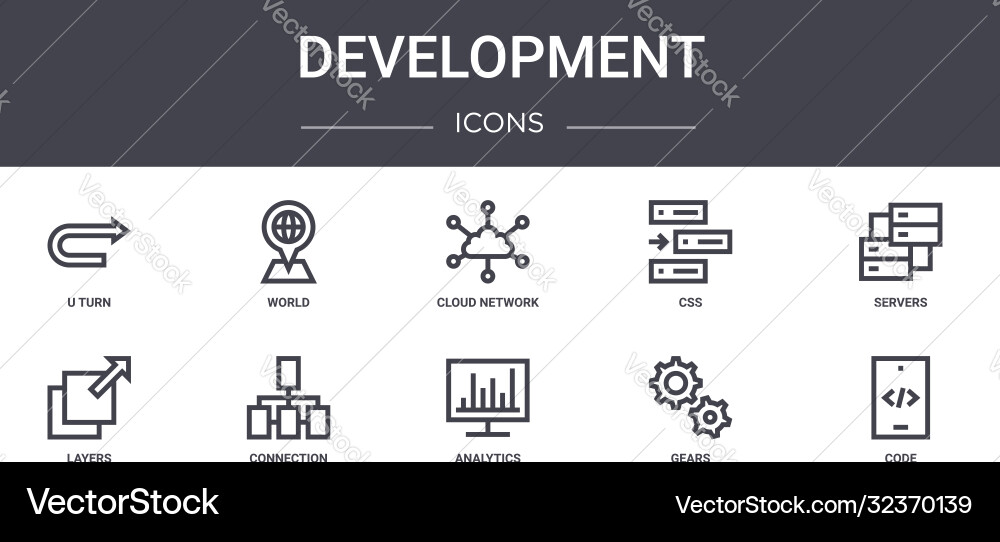 Development concept line icons set contains Development concept line icons set contains vector image