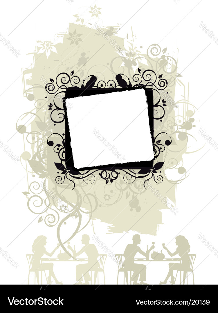Eleganter Blumenrahmen Silhouette Vektorbild
