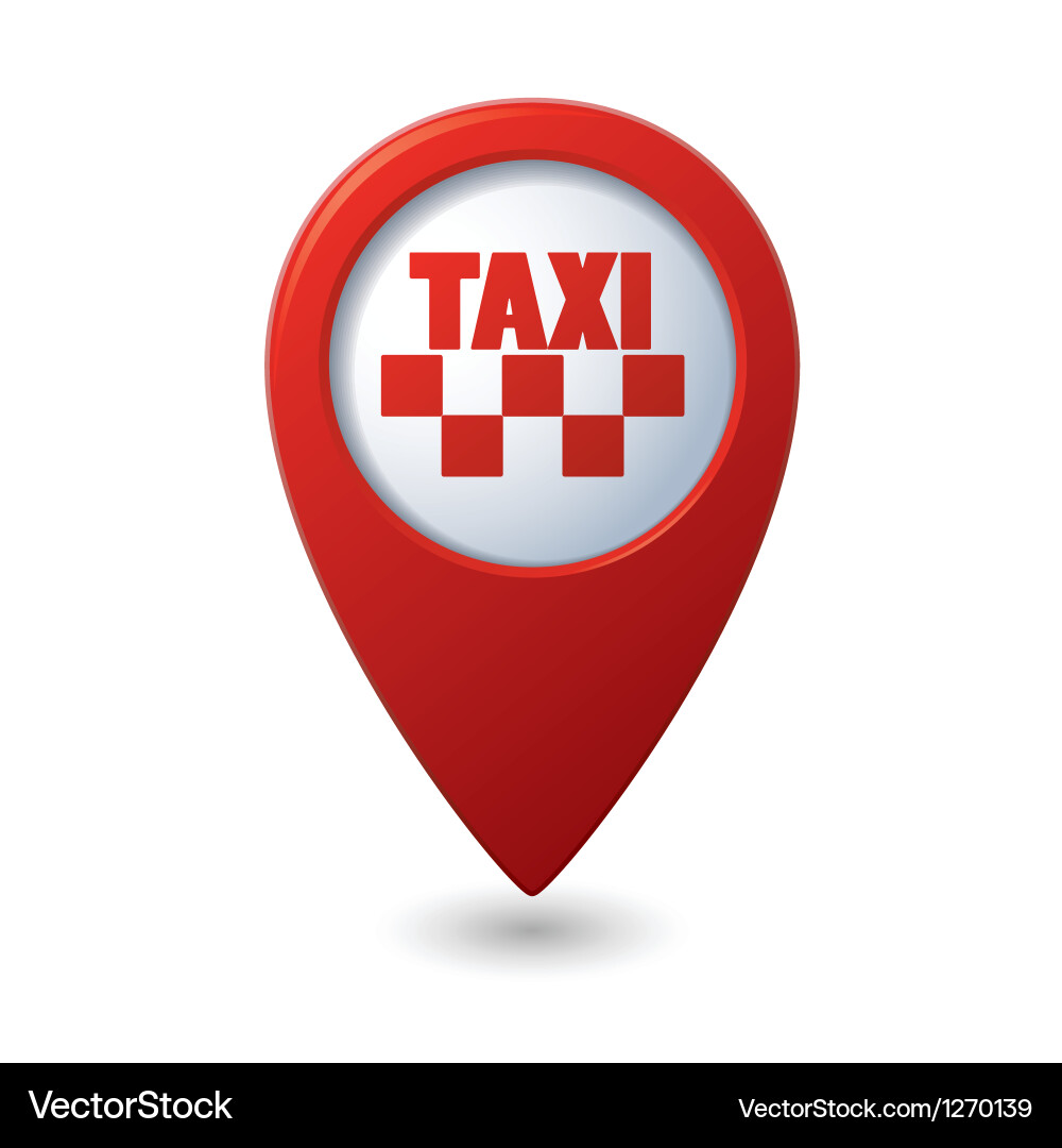 Map pointer with taxi icon vector image