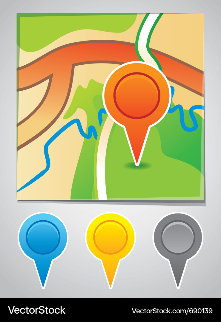 Road Map Navigation Icons Vector Image