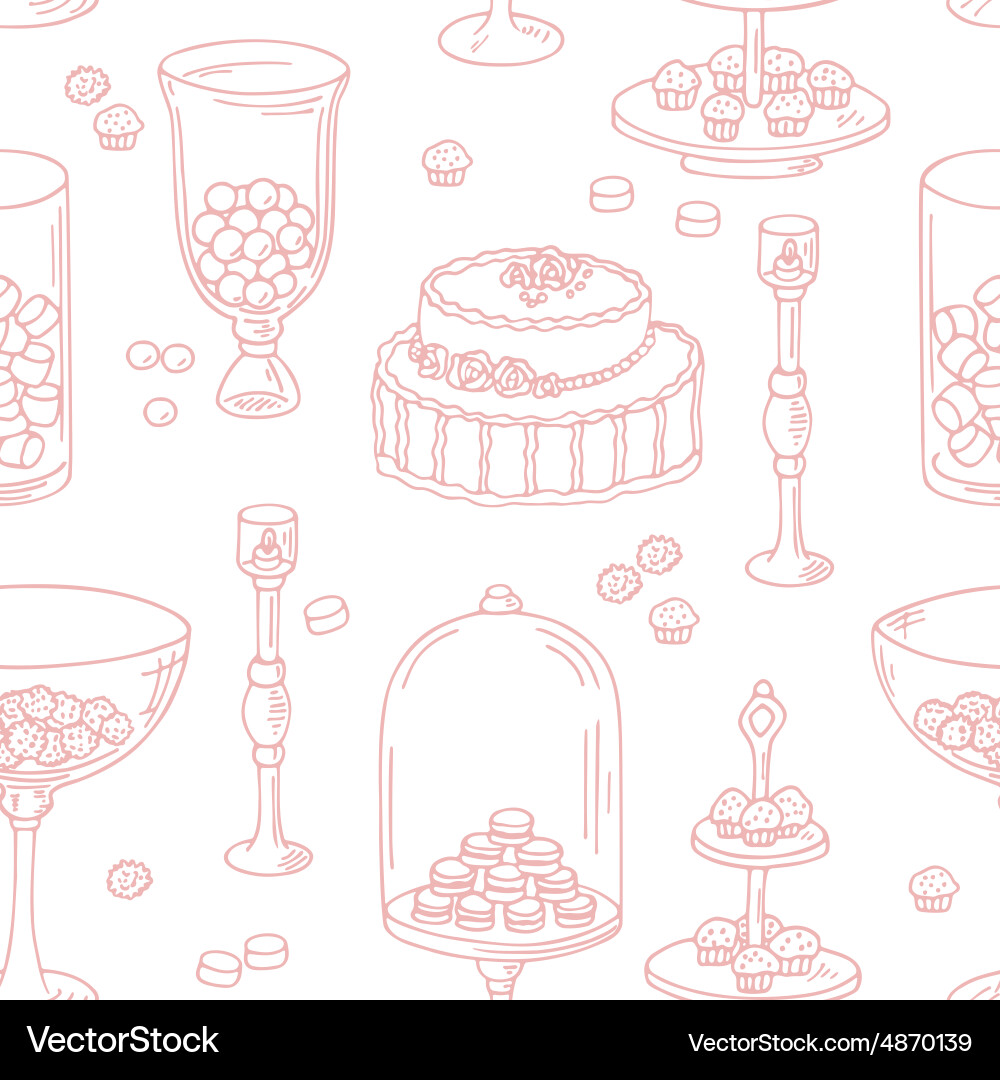 Seamless pattern with outline style candy bar vector image