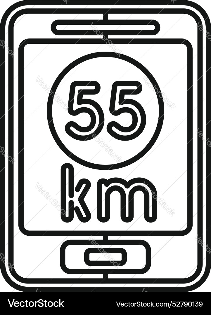 Smartphone showing speed limit icon outline Smartphone showing speed limit icon outline vector image