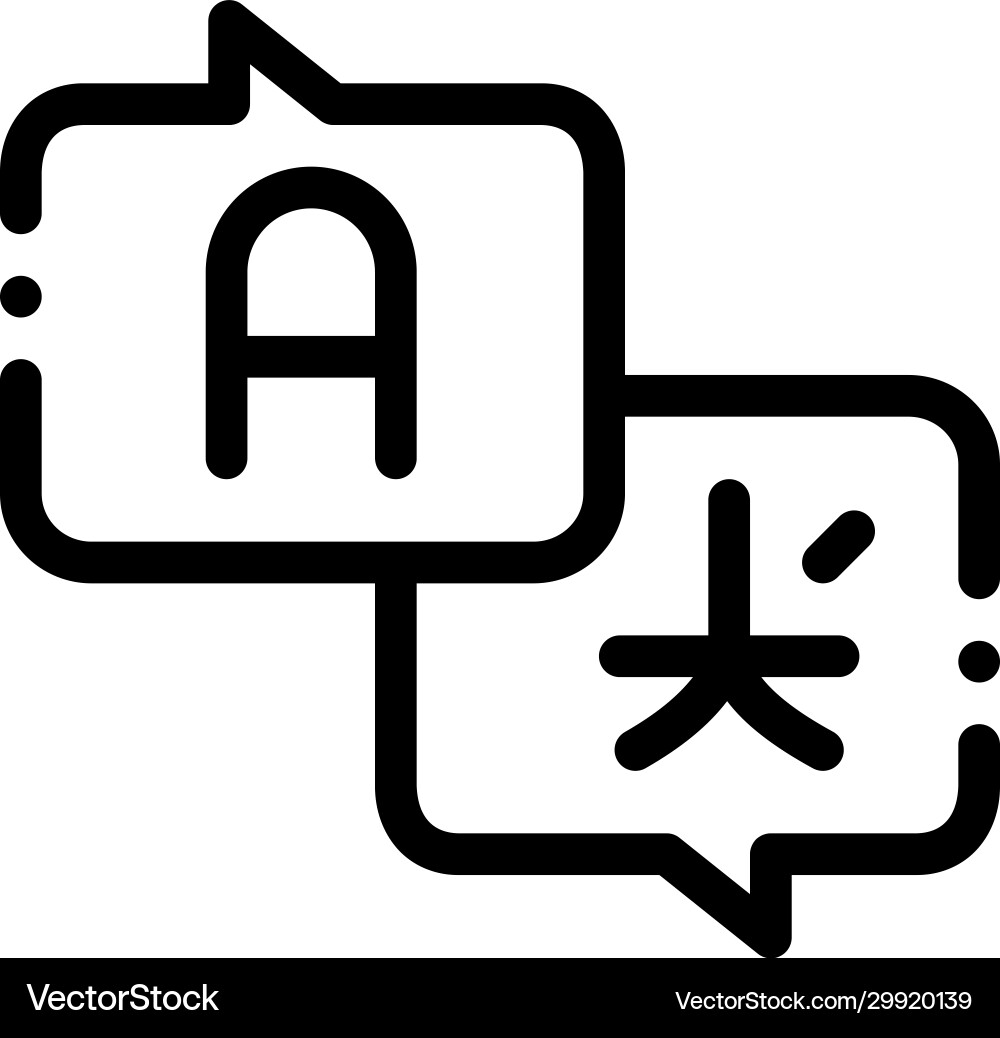 Speak in different languages icon thin line Speak in different languages icon thin line vector image