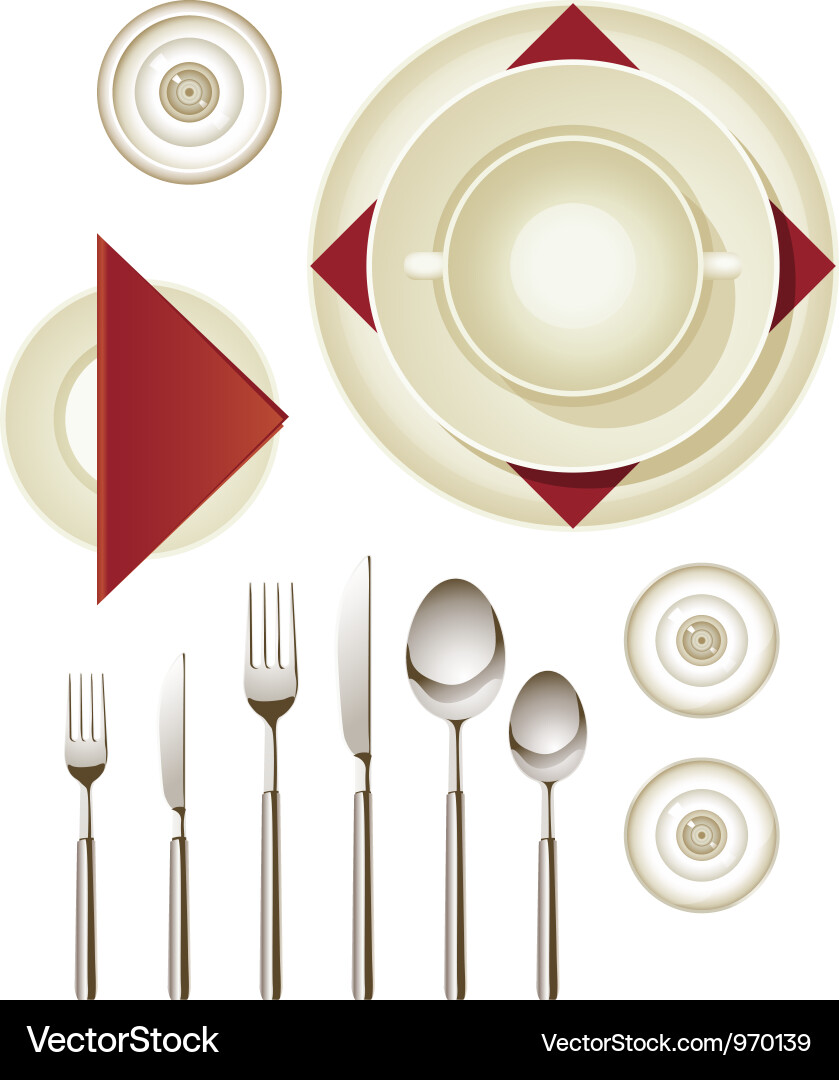Table Setting Dinnerware Collection vector image