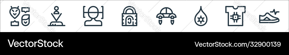 Technology future line icons linear set Vector Image