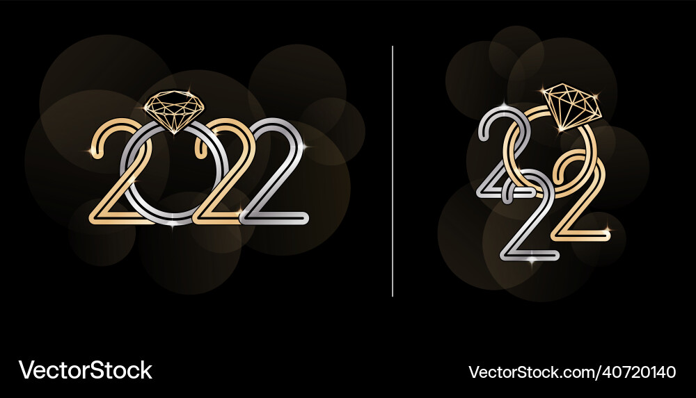 2022 font number with diamond 2022 font number with diamond vector image
