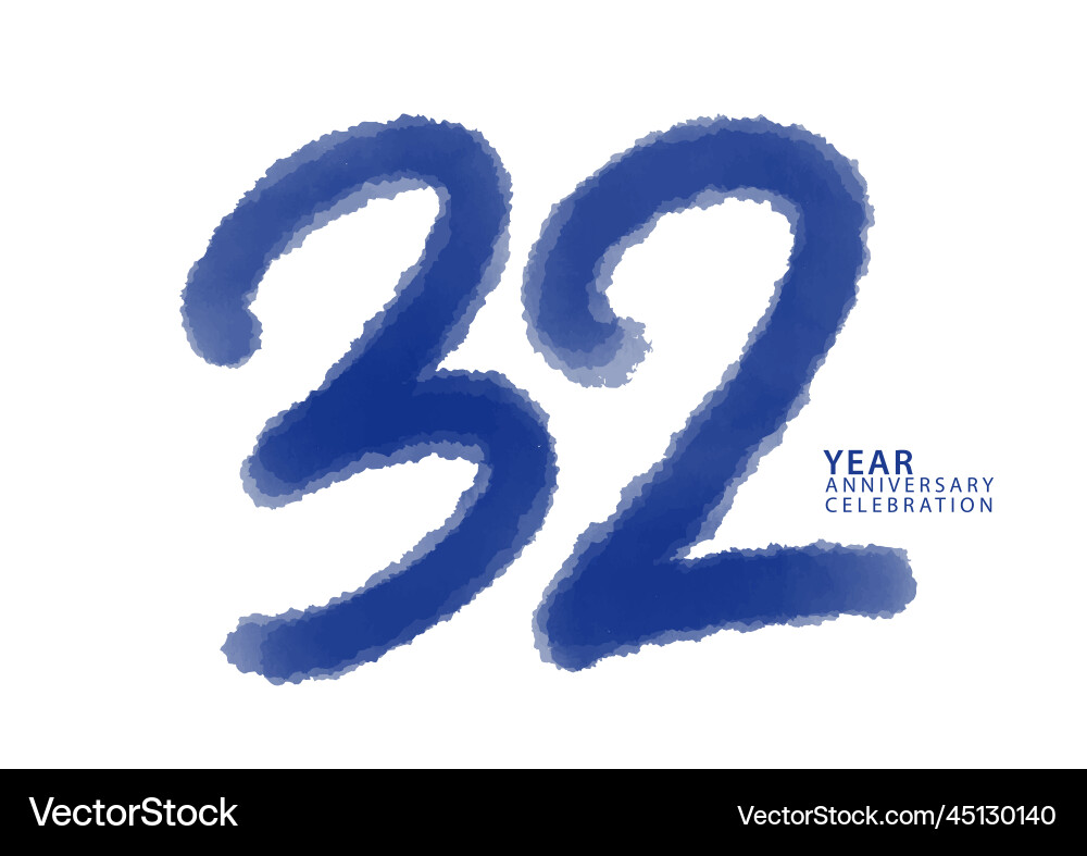 32 year anniversary celebration blue color – Royalty-Free Vector