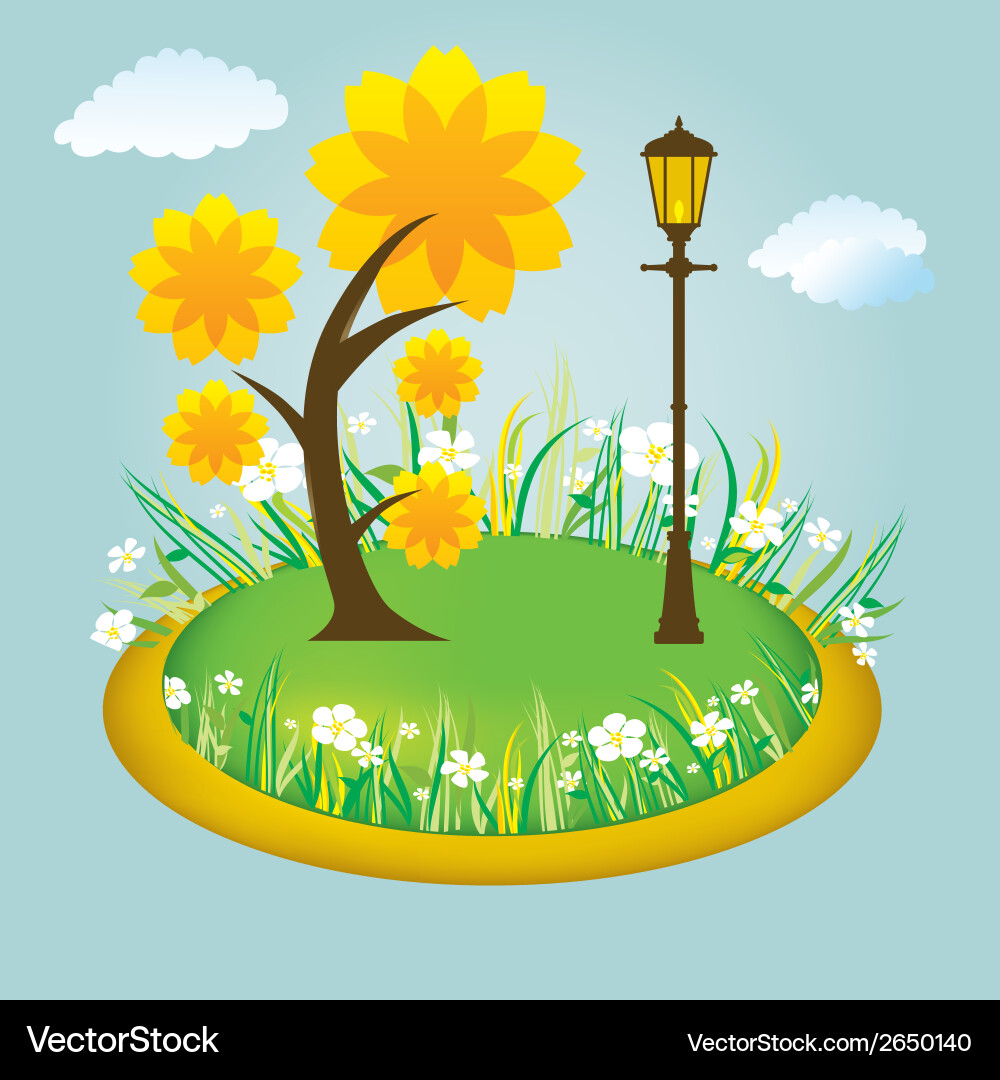 A simple and colored park with lamp tree Vector Image