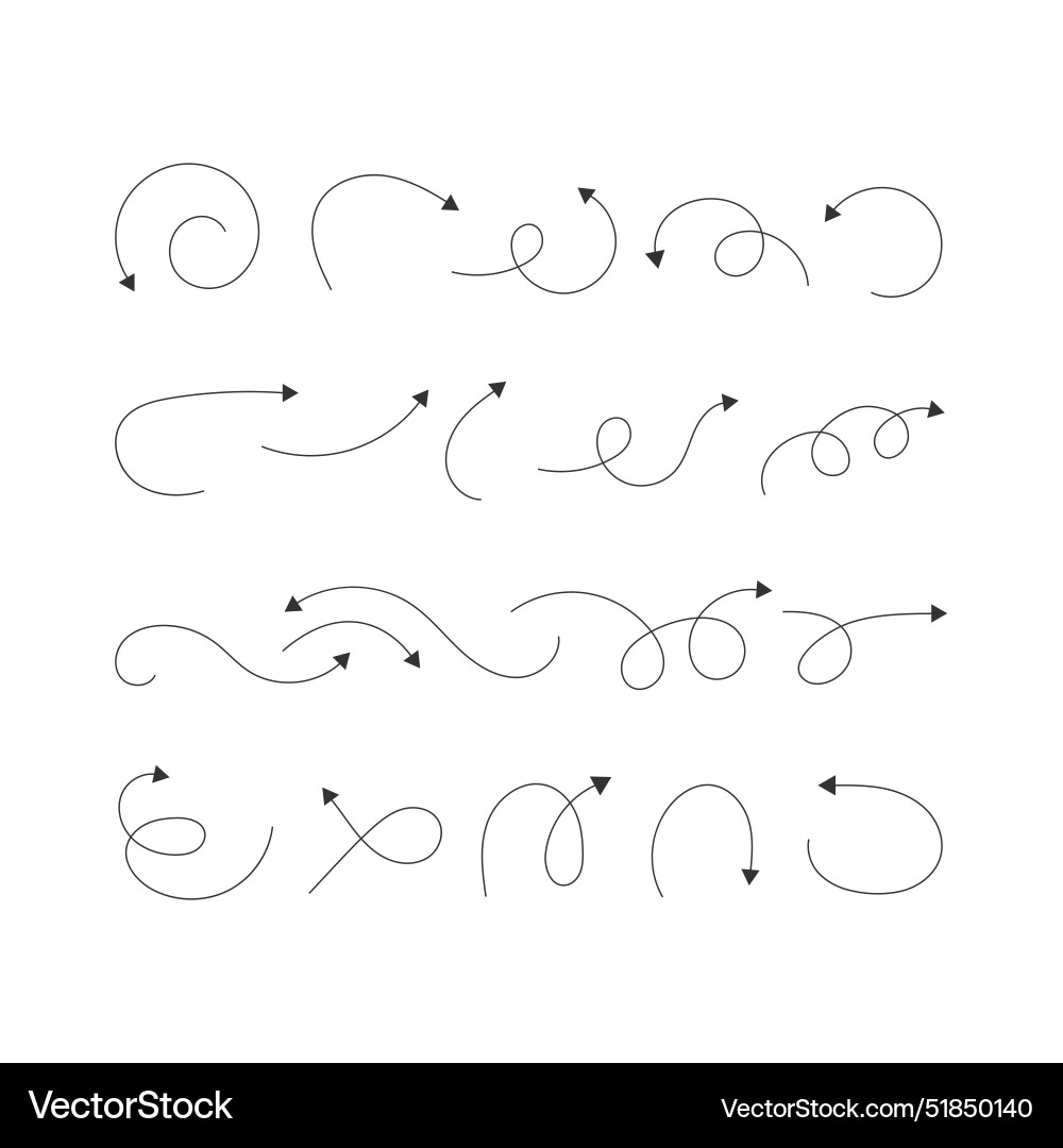 Arrow line icon set isolated Arrow line icon set isolated Vector Image