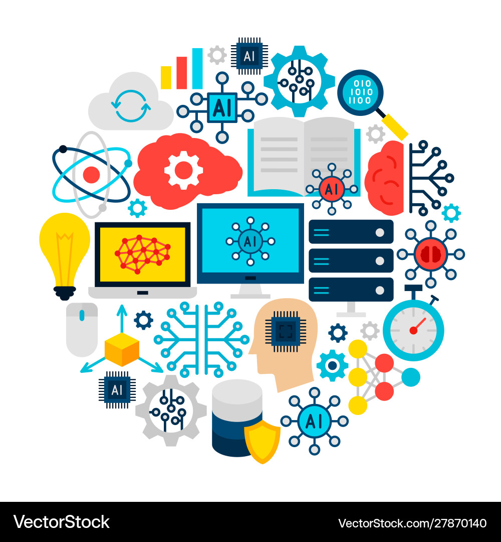 Artificial intelligence icons circle Artificial intelligence icons circle vector image