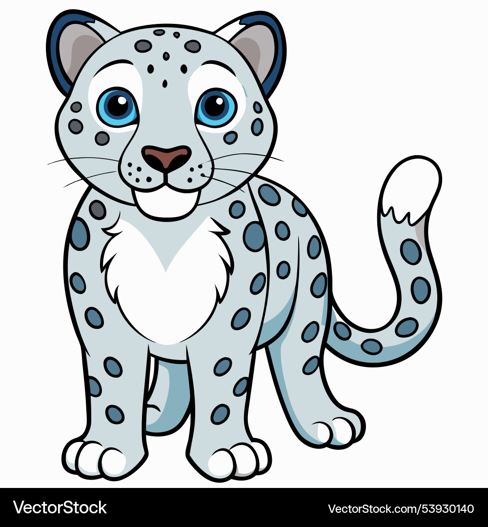 Cartoon snow leopard on a white backgroundflat Cartoon snow leopard on a white backgroundflat vector image