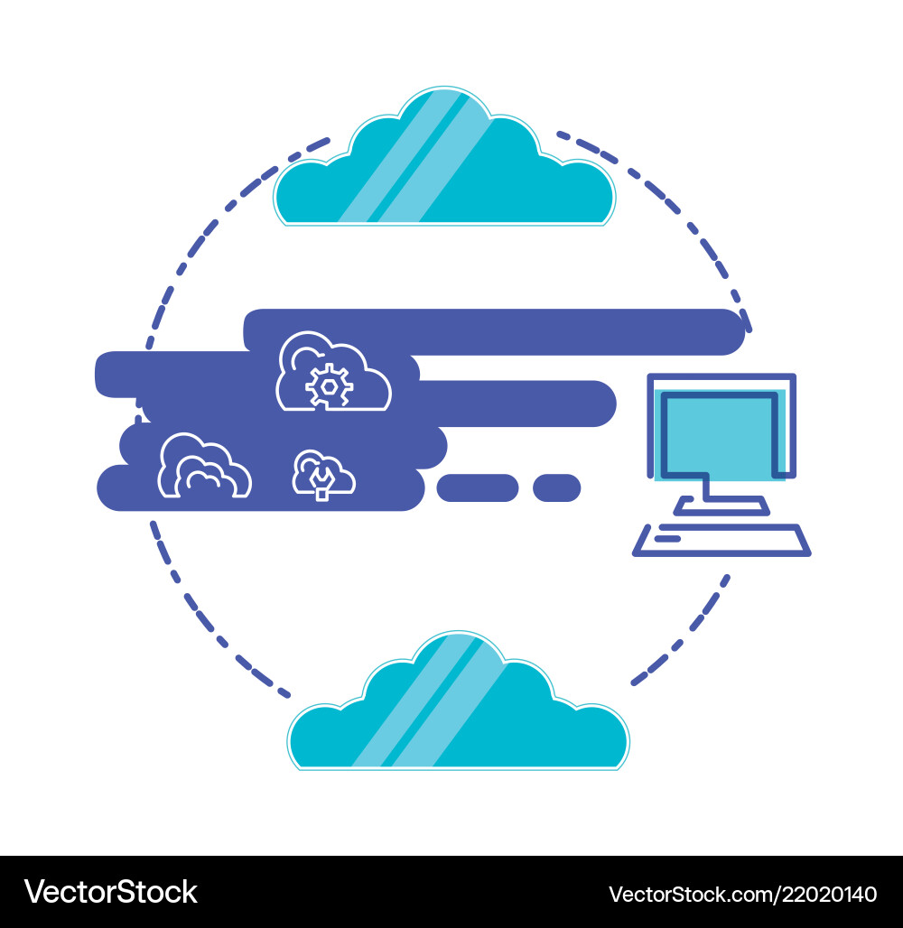Cloud computing network with desktop Cloud computing network with desktop Vector Image