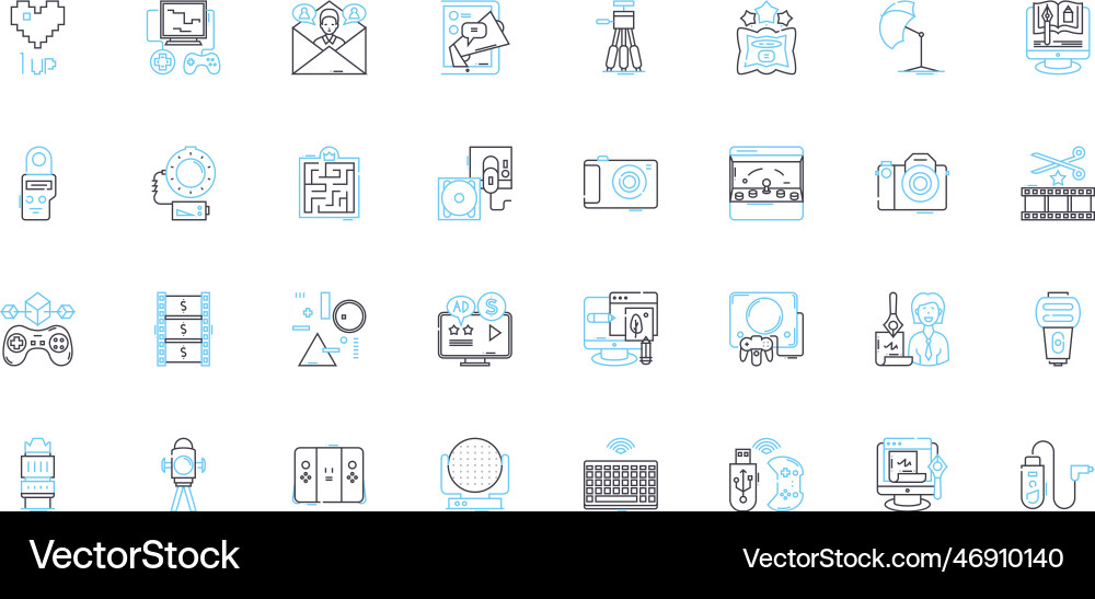 Computer games linear icons set adventure rpg Computer games linear icons set adventure rpg Vector Image