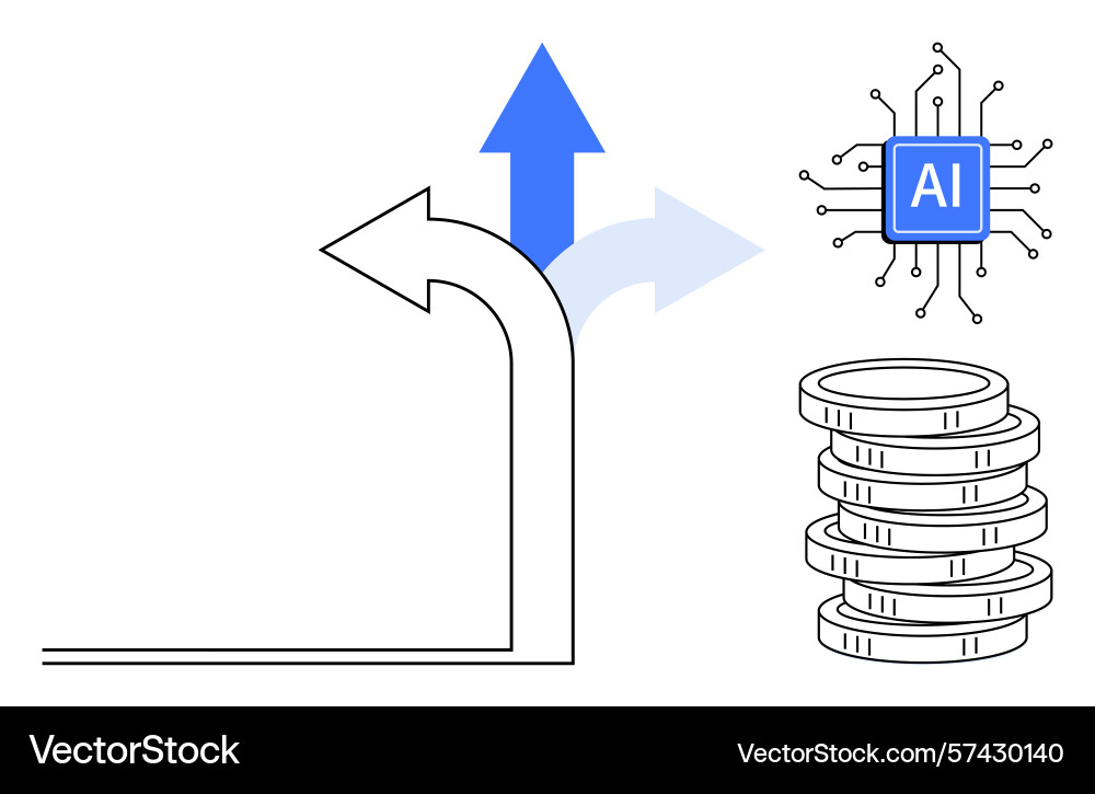 Decision-making with ai technology represented Decision-making with ai technology represented vector image