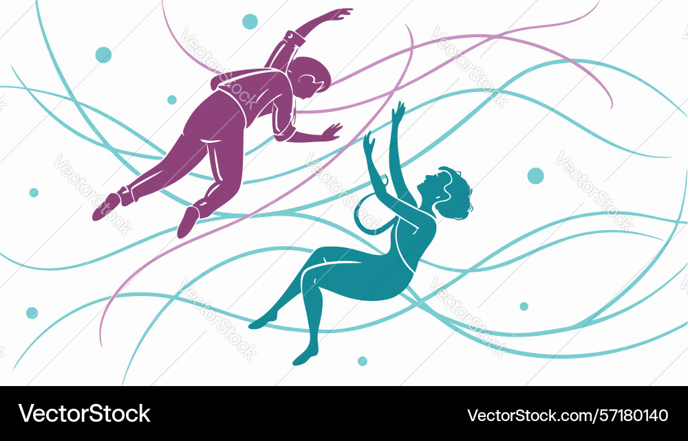 Dynamic figures interacting in abstract space vector image