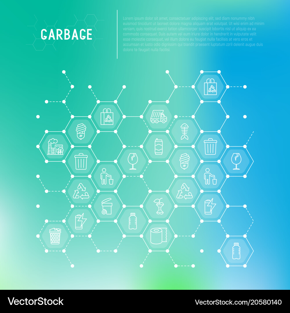 Garbage concept in honeycombs vector image