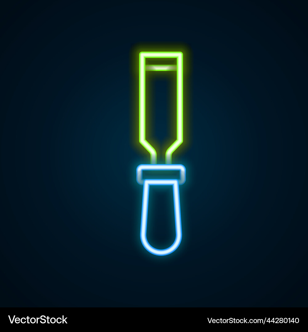 Glowing neon line chisel tool for wood icon Vector Image