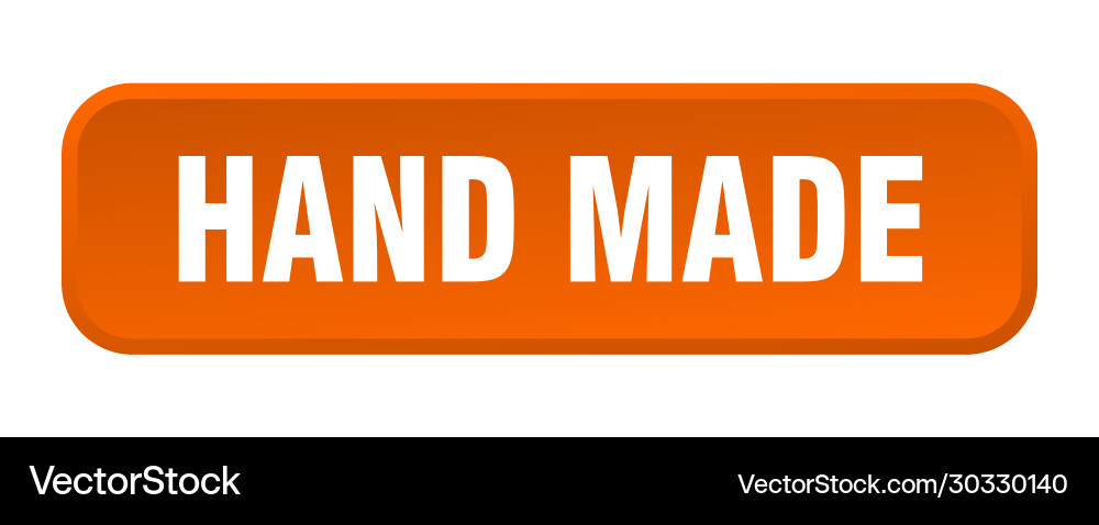 Hand made button square 3d push vector image