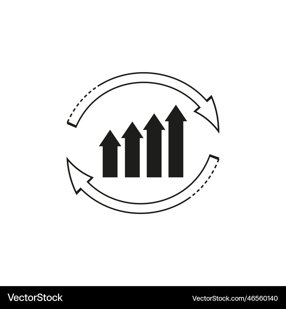 Icon with circular arrows graph Icon with circular arrows graph vector image