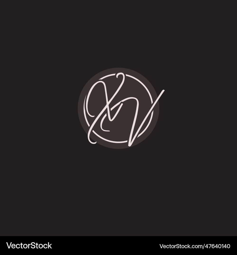 Initials xv logo monogram with simple circle line Initials xv logo monogram with simple circle line Vector Image