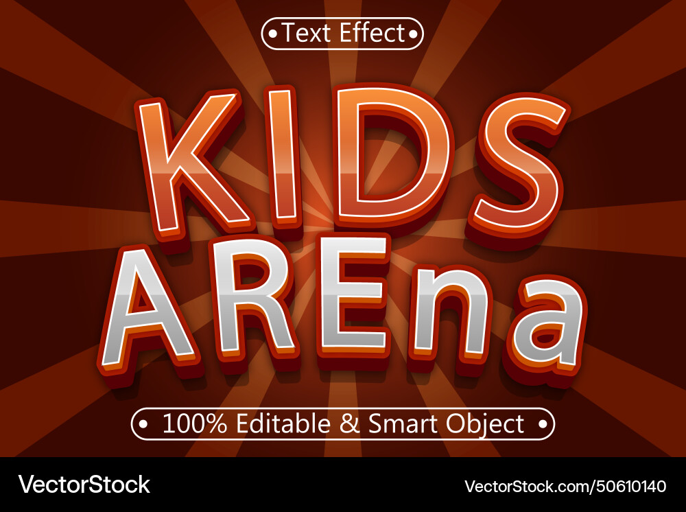 Kids arena editable text effect 3 dimension Kids arena editable text effect 3 dimension vector image