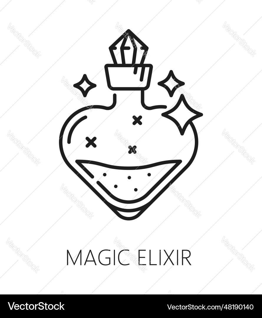 Magic elixir witchcraft and thin line icon Magic elixir witchcraft and thin line icon vector image