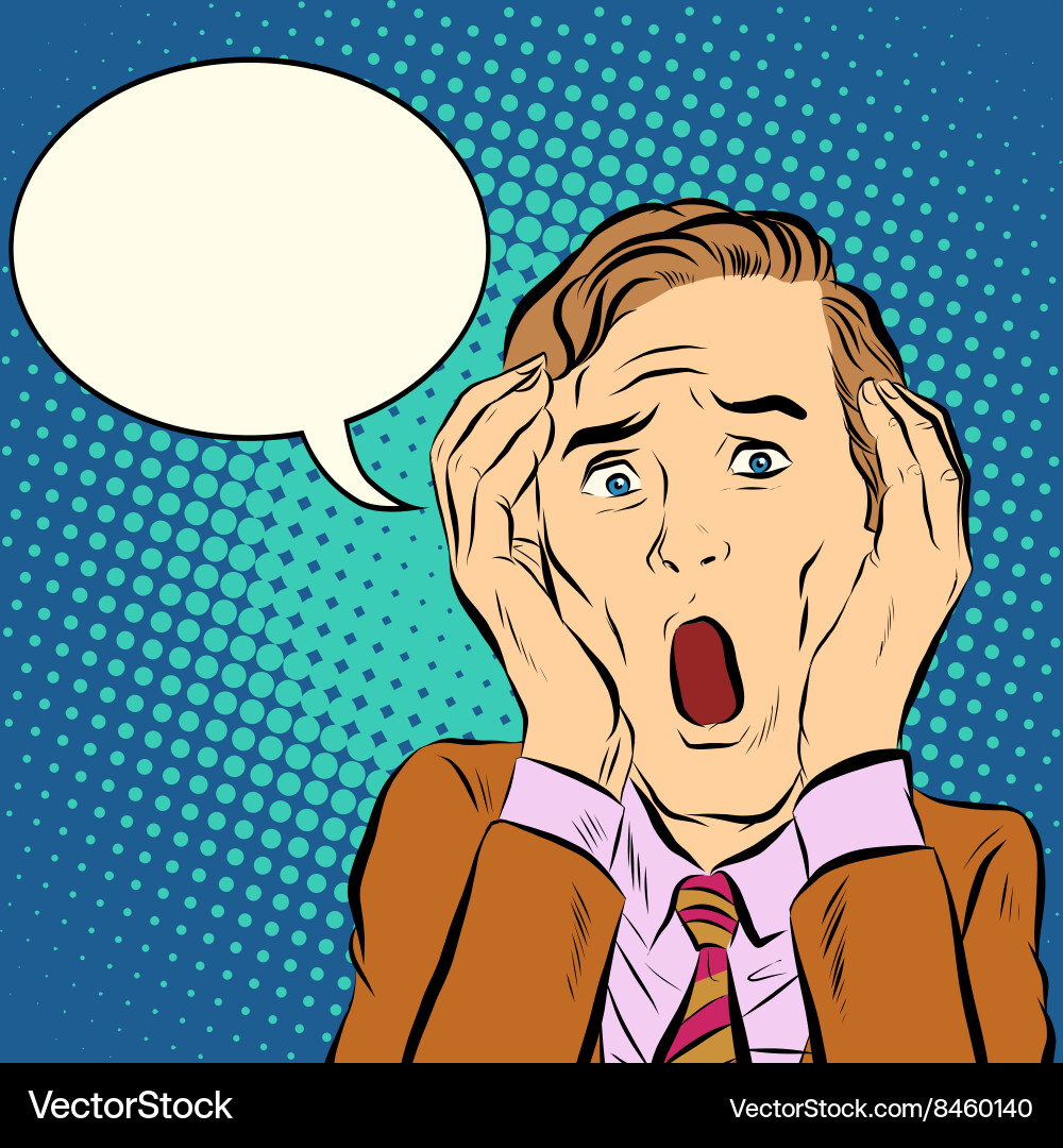 Man in Terror, Screaming Expression vector image
