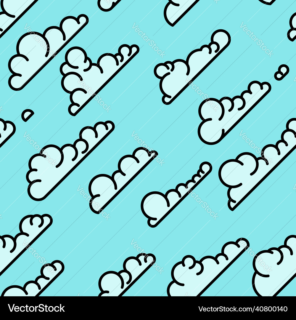 Seamless line art clouds pattern vector image