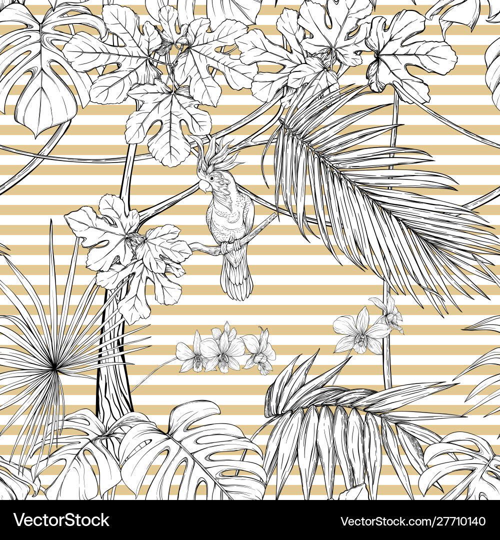 Seamless pattern background with tropical plants Seamless pattern background with tropical plants Vector Image