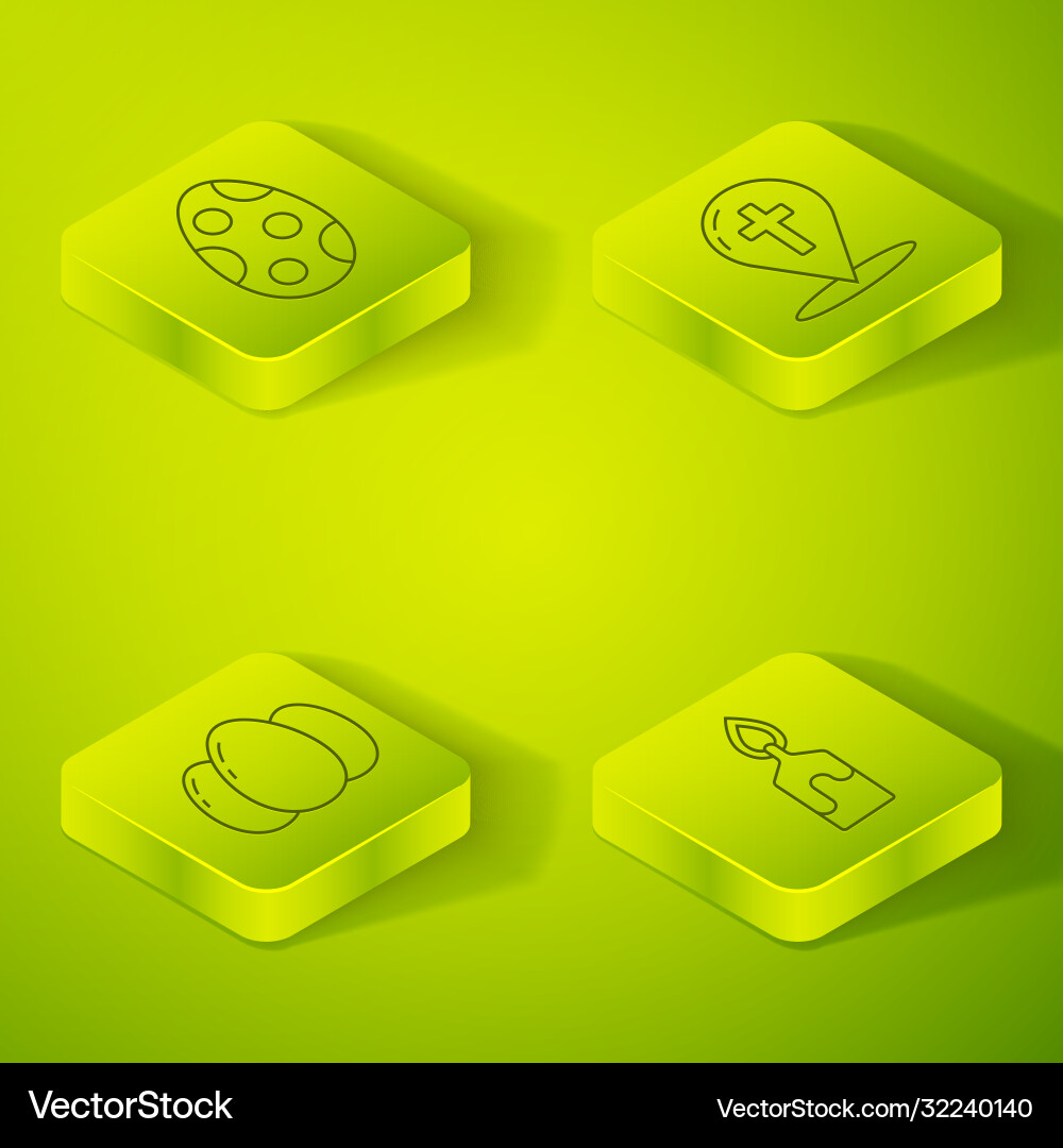 Set isometric map pointer with christian cross Set isometric map pointer with christian cross vector image
