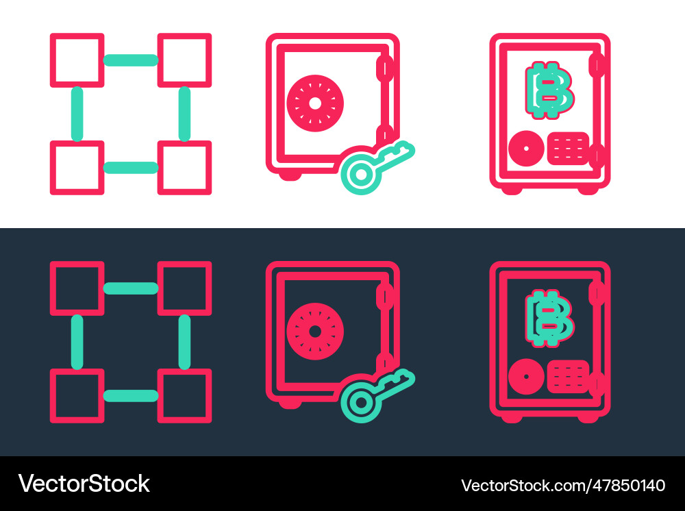 Set line proof of stake blockchain technology Vector Image