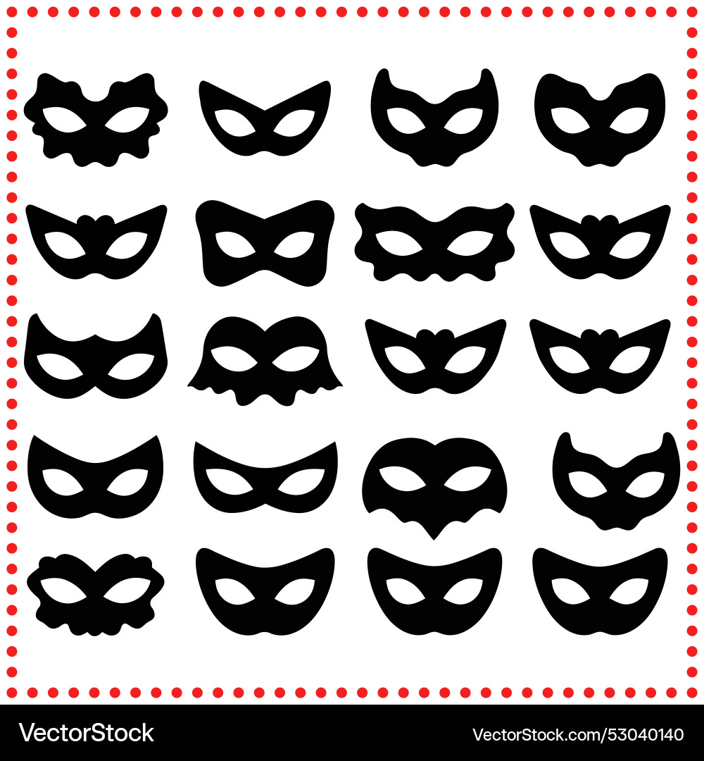 Set of decorative mask silhouette for masquerade Set of decorative mask silhouette for masquerade Vector Image