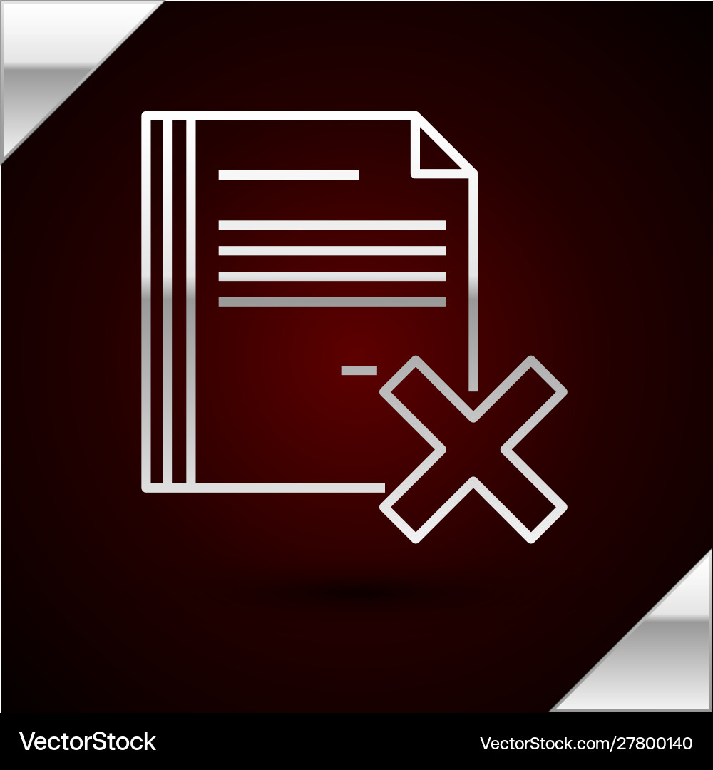 Silver line delete file document icon isolated Silver line delete file document icon isolated vector image