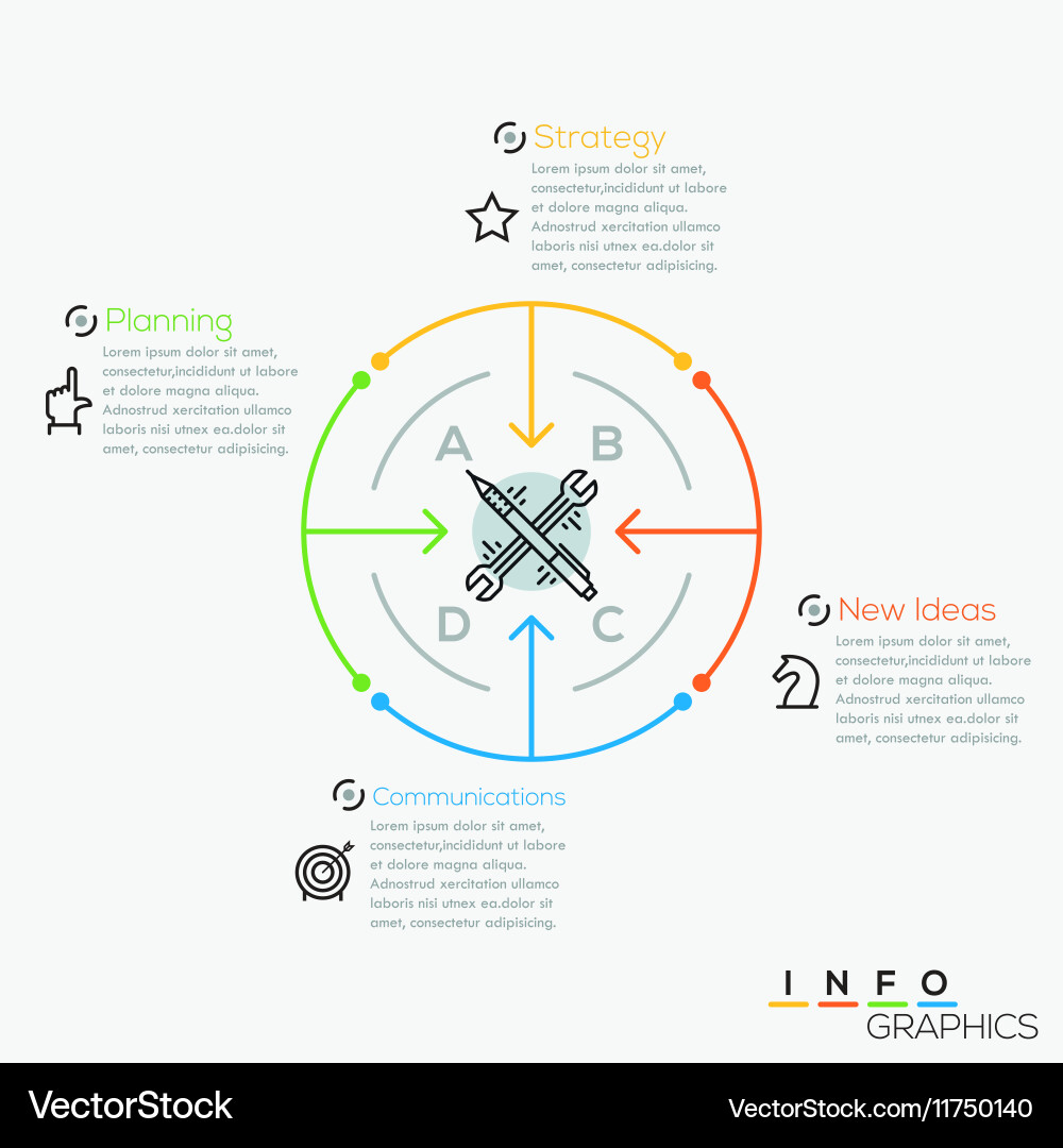 Thin line minimal arrow business cycle template Vector Image