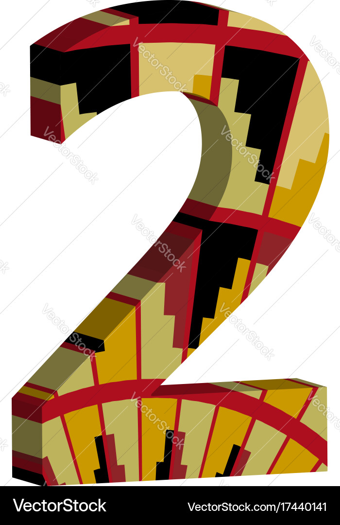 3d font number 2 vector image