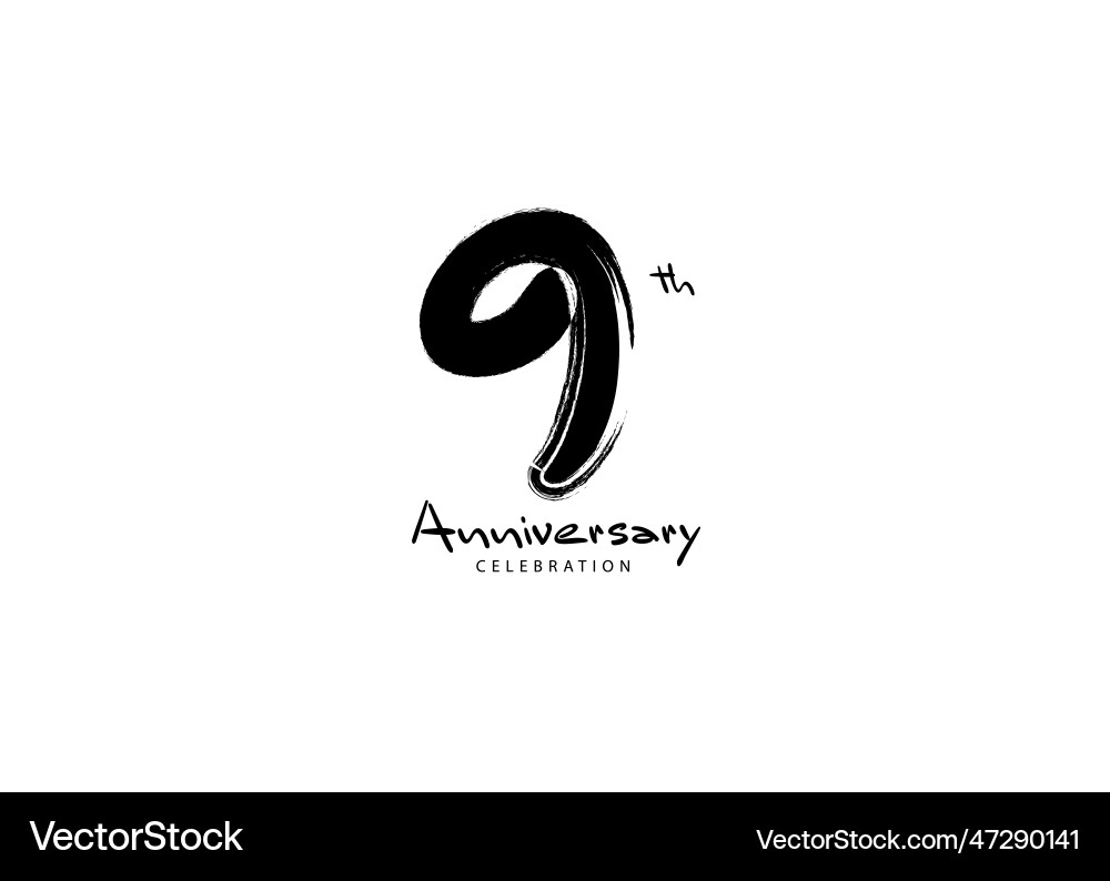 9 years anniversary celebration logo black 9 years anniversary celebration logo black vector image
