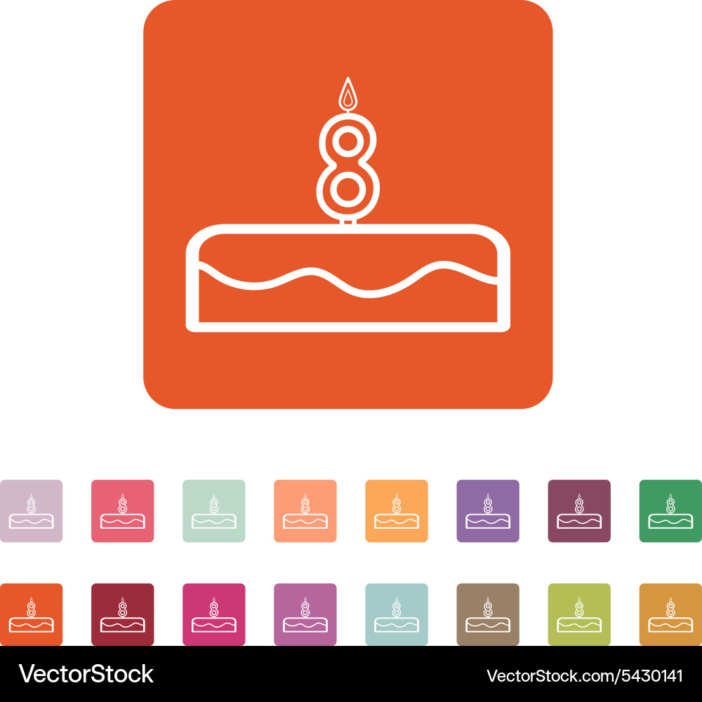 Cake with candles in the form of number 8 icon vector image