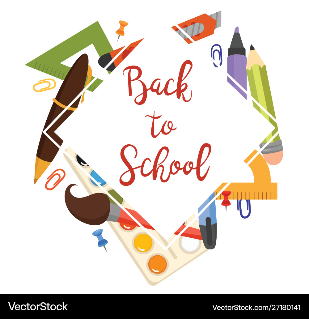 Cartoon with school things Cartoon with school things vector image